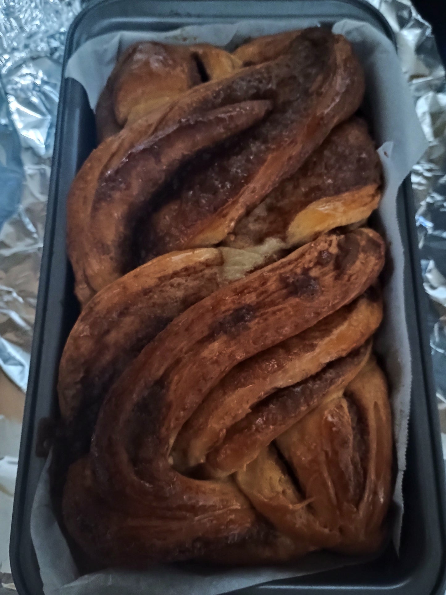 European-style cinnamon braid bun