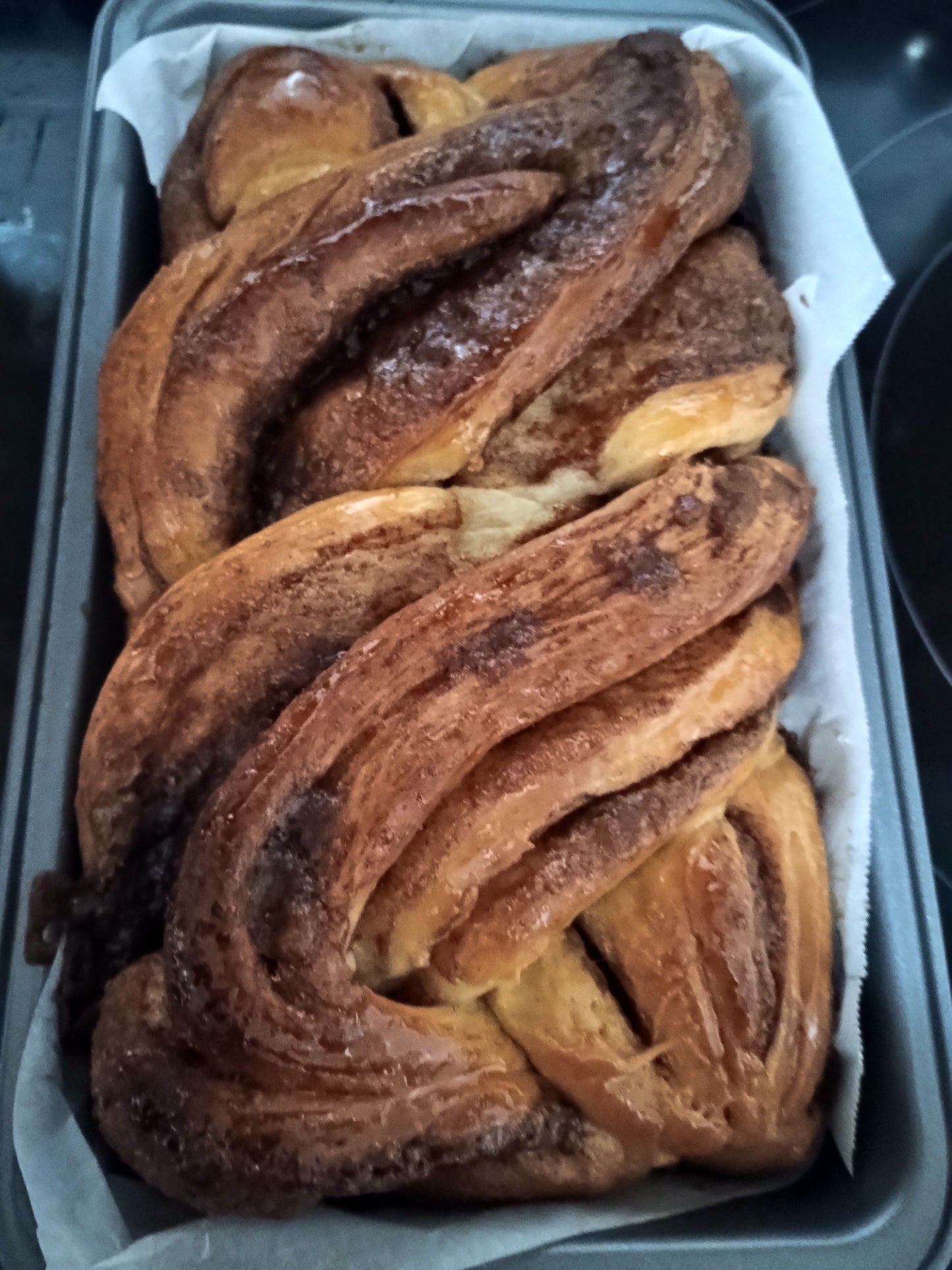European-style cinnamon braid bun