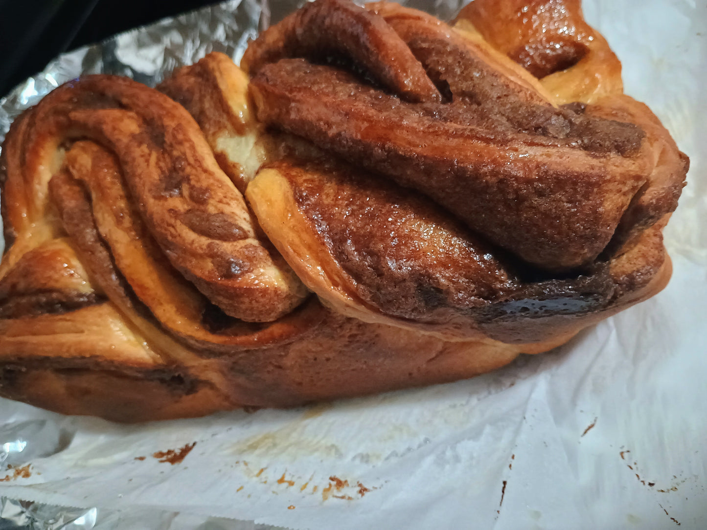 European-style cinnamon braid bun